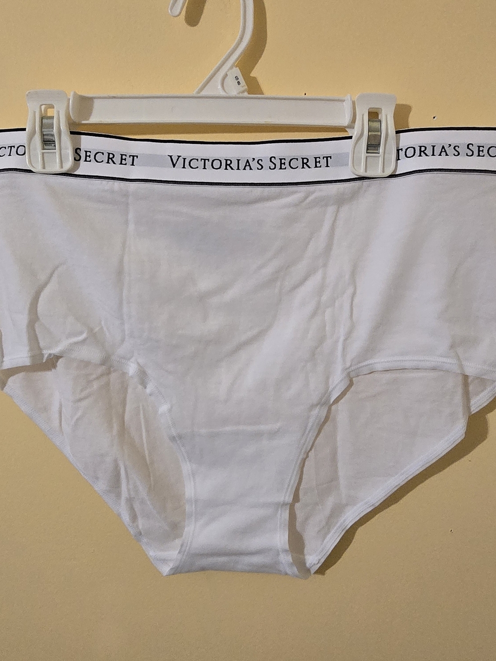 Victoria's Secret White Cotton High Waist Briefs with Logo Waistband
